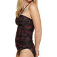 Calvin Klein Feminino Estampado V Wire Bandeau Halter Tankini Top Maiô Preto Tamanho Grande