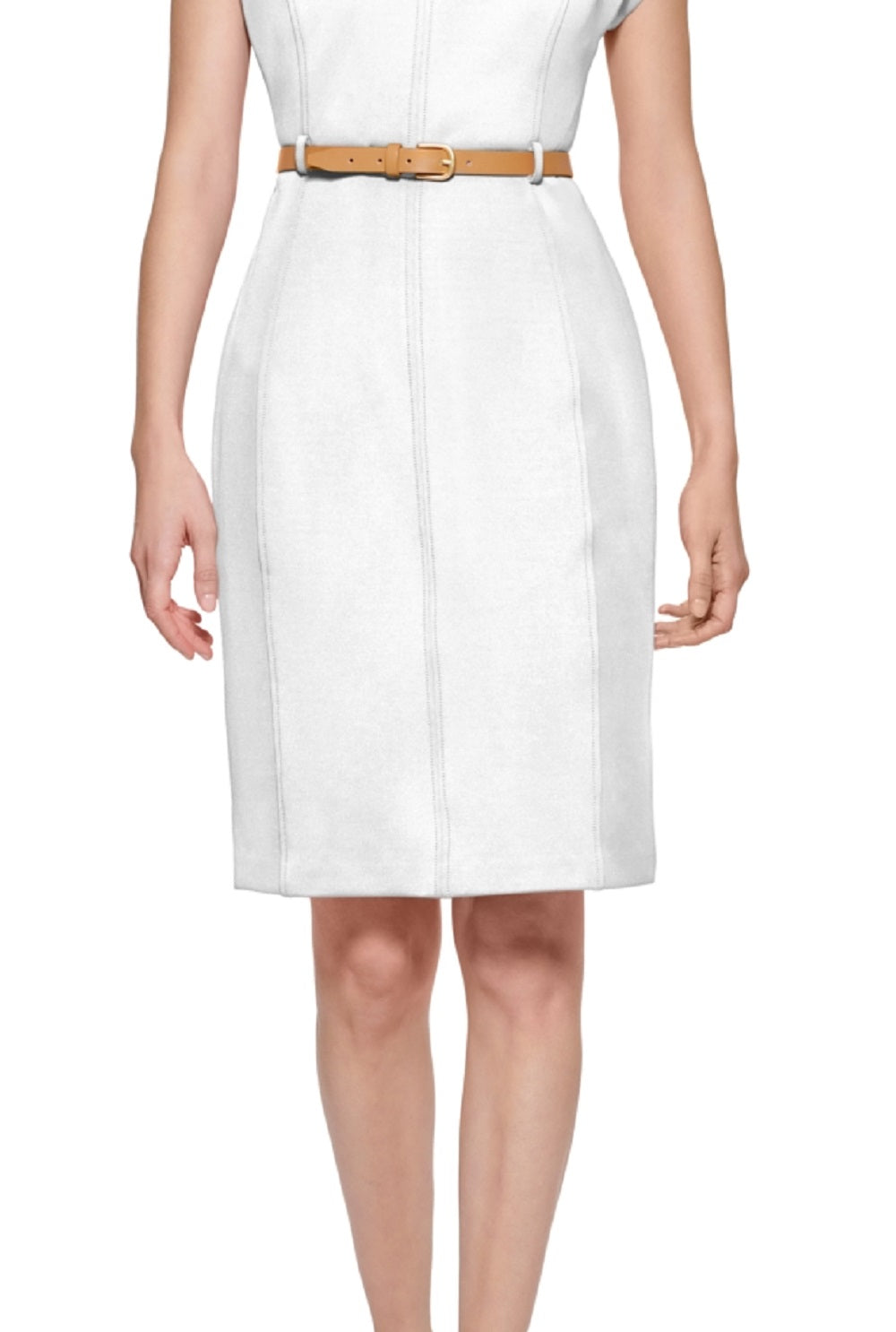 Vestido curto com cinto Calvin Klein feminino, branco, tamanho 16