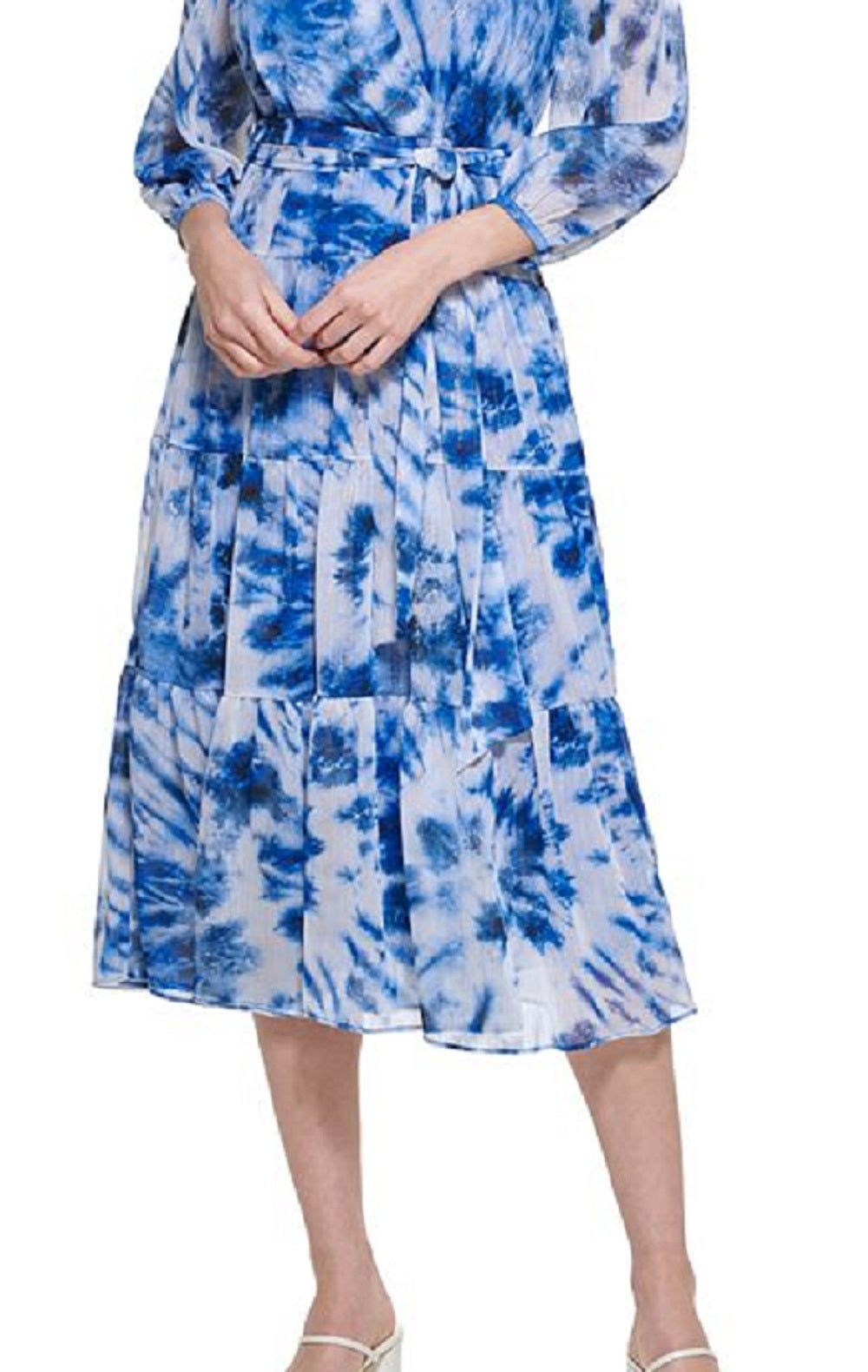 Vestido Calvin Klein Feminino Tie Dye Metálico Azul Tamanho 2