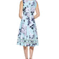 Vestido midi feminino Calvin Klein com estampa floral e bainha ilusória, azul, tamanho 4