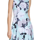 Vestido midi feminino Calvin Klein com estampa floral e bainha ilusória, azul, tamanho 4