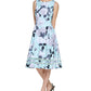 Vestido midi feminino Calvin Klein com estampa floral e bainha ilusória, azul, tamanho 2