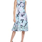 Vestido midi feminino Calvin Klein com estampa floral e bainha ilusória, azul, tamanho 2