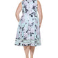 Vestido midi Calvin Klein feminino plus size com estampa floral e panturrilha, azul, tamanho 18W