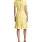 Vestido Calvin Klein Feminino com Babados e Babados em Crepe Scuba Amarelo Tamanho 12 Petite