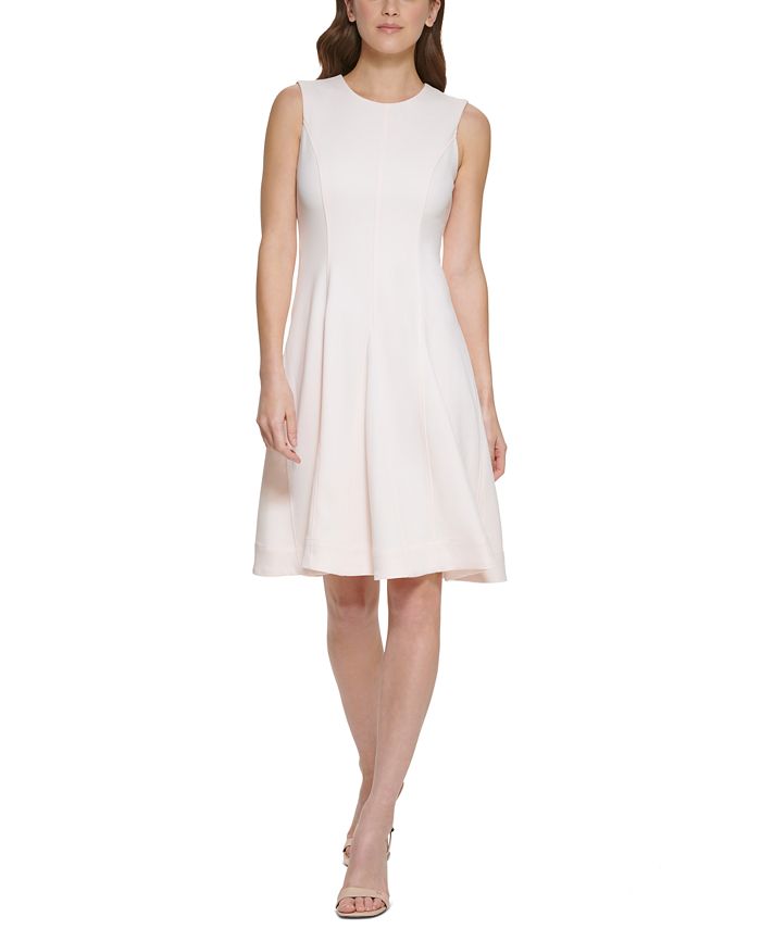 Vestido Calvin Klein Scuba Crepe Feminino A Line Rosa Tamanho 12 Petite
