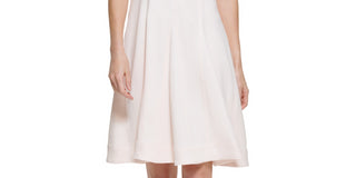 Calvin Klein Women's Scuba Crepe A Line Dress Pink Size 12 Petite