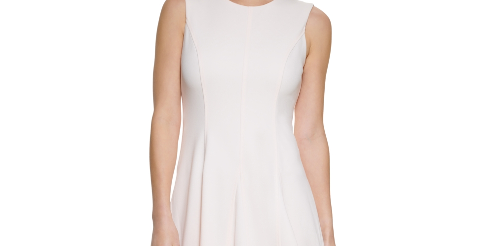 Vestido Calvin Klein Scuba Crepe Feminino A Line Rosa Tamanho 8 Petite