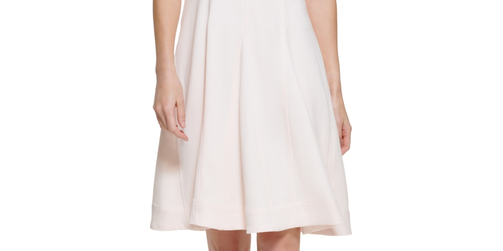 Vestido Calvin Klein Scuba Crepe Feminino A Line Rosa Tamanho 8 Petite
