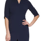 Vestido Calvin Klein Feminino com Zíper e Manga Cotovelo Azul Tamanho 8 Petite
