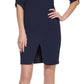 Vestido Calvin Klein Feminino com Zíper e Manga Cotovelo Azul Tamanho 8 Petite