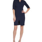 Vestido Calvin Klein Feminino com Zíper e Manga Cotovelo Azul Tamanho 8 Petite