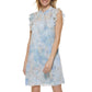 Vestido Calvin Klein Feminino Estampado Manga Flutter A Azul Tamanho 10