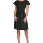Vestido Calvin Klein Feminino Manga Flutter Fit &amp; Flare Preto Tamanho 4