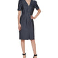 Vestido jeans feminino Calvin Klein com manga bufante e bainha azul, tamanho 10