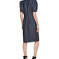 Vestido jeans feminino Calvin Klein com manga bufante e bainha azul, tamanho 10