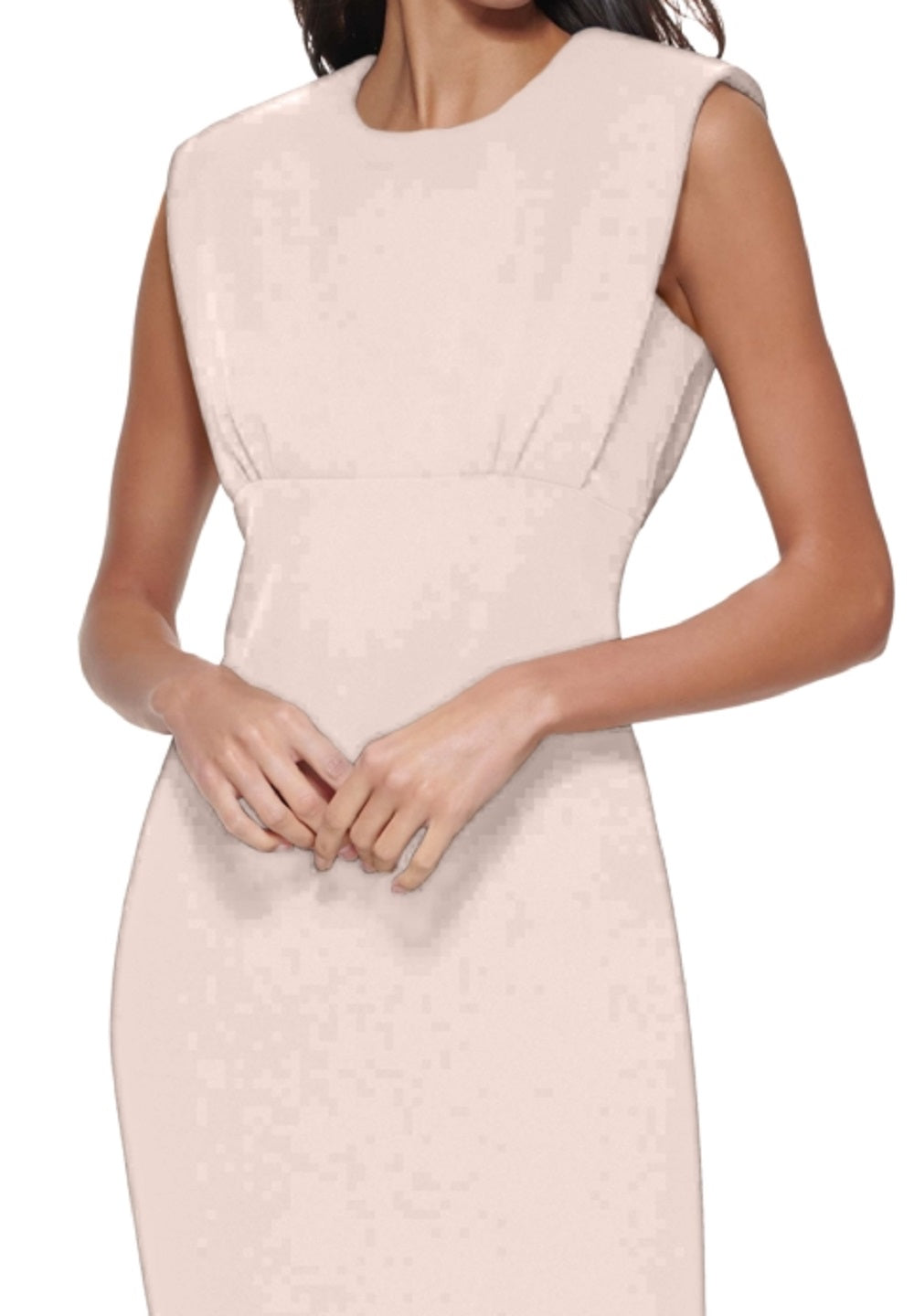 Vestido tubinho sem mangas Calvin Klein feminino, gola redonda, rosa, tamanho 4