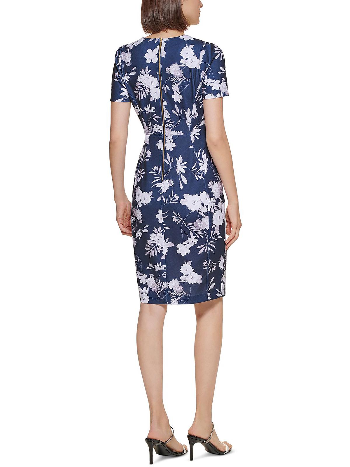 Vestido tubinho estampado Calvin Klein feminino azul tamanho 6 Petite