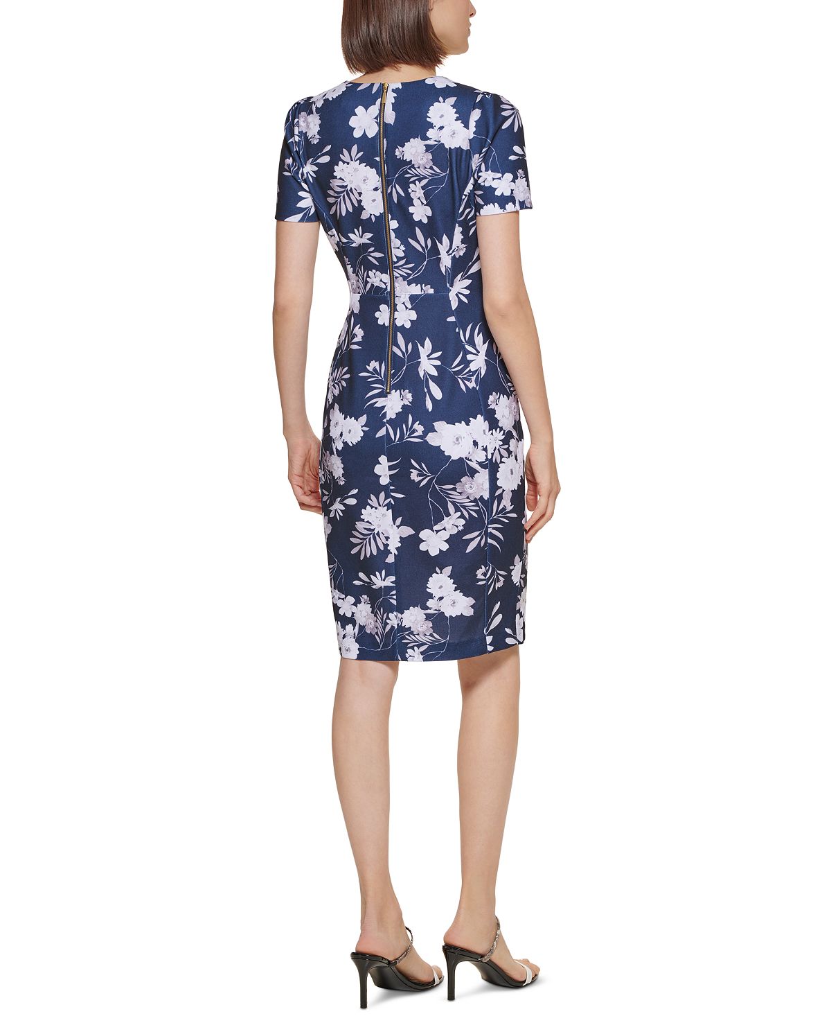 Vestido Calvin Klein Feminino Estampado Azul Tamanho 2 Petite