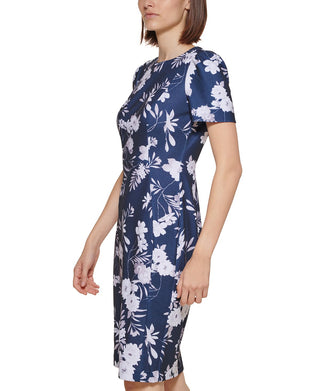 Calvin Klein Women's Printed Sheath Dress Blue Size 2Petite