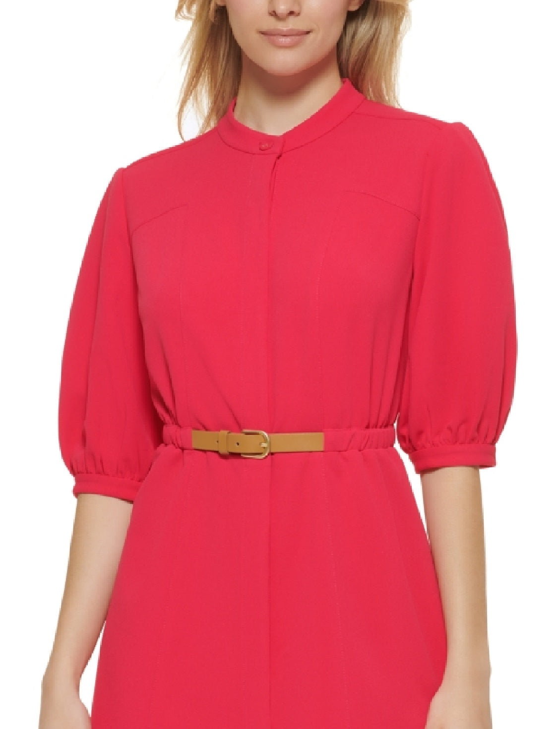 Vestido Calvin Klein Feminino Manga Bufante A-Line Rosa Tamanho 10