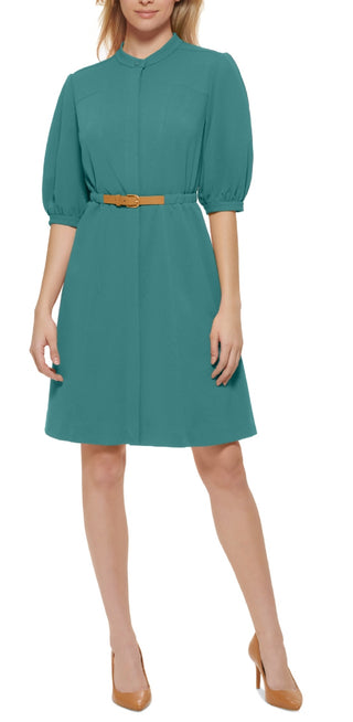 Vestido Calvin Klein Feminino Manga Bufante A-Line Verde Tamanho 8