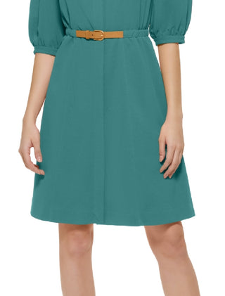 Vestido Calvin Klein Feminino Manga Bufante A-Line Verde Tamanho 8
