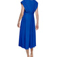 Vestido midi feminino Calvin Klein com manga curta, azul, tamanho 2