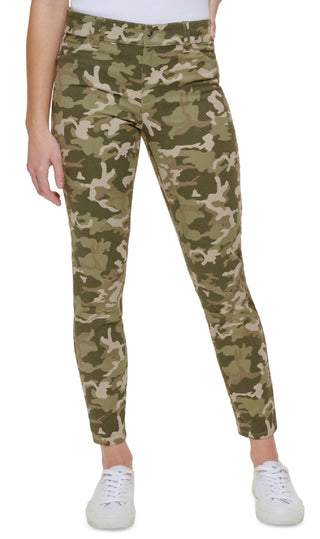 Calça Calvin Klein Feminina Estampada em Sarja de Algodão Verde Tamanho 12