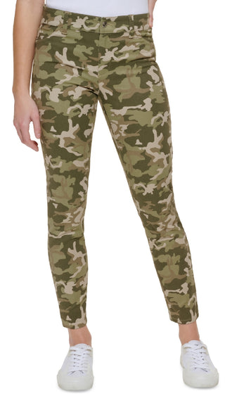 Calça Calvin Klein Feminina Estampada em Sarja de Algodão Verde Tamanho 8