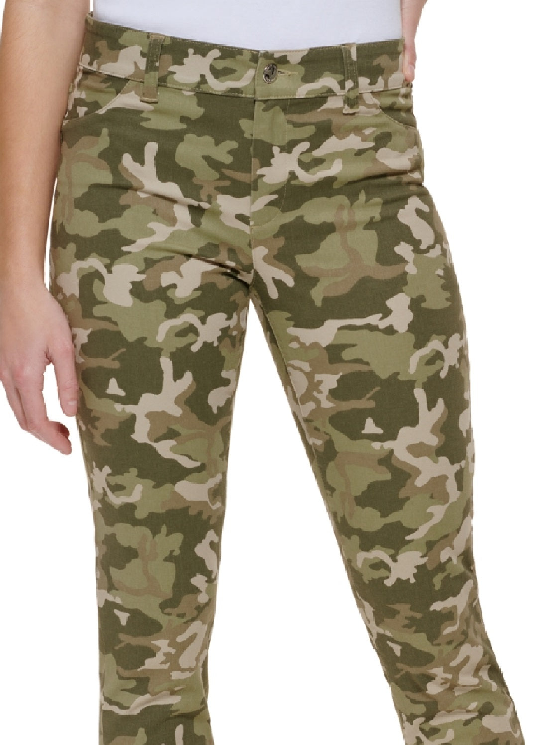 Calça Calvin Klein Feminina Estampada em Sarja de Algodão Verde Tamanho 8
