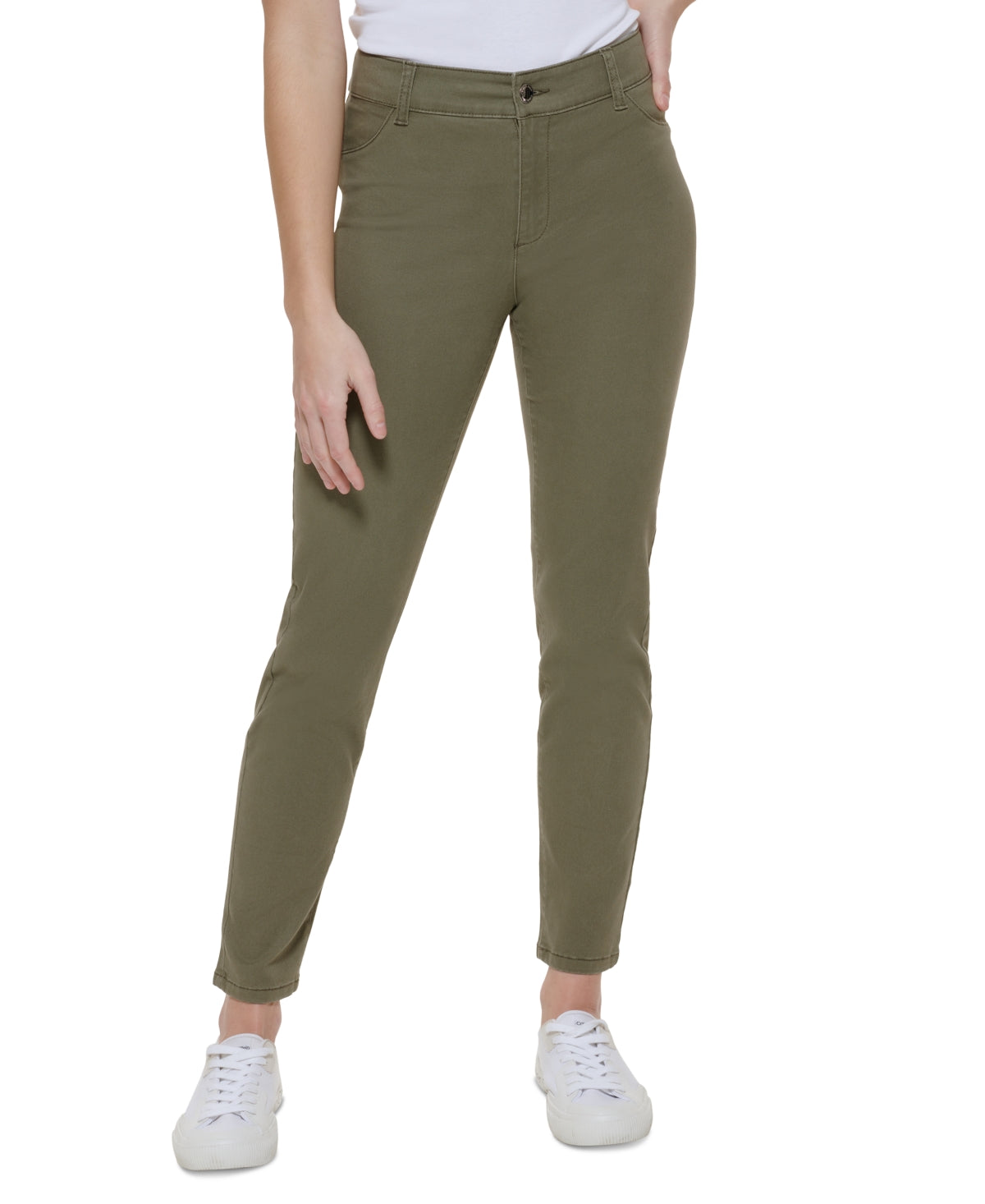 Calça Calvin Klein Feminina Sarja de Algodão Elástico Verde Tamanho 6