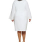 Vestido tubinho Calvin Klein feminino com manga flare, branco, tamanho 20W