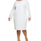 Vestido tubinho Calvin Klein feminino com manga flare, branco, tamanho 20W