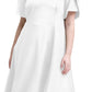 Vestido midi feminino Calvin Klein com manga tulipa, branco, tamanho 20W