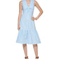 Vestido midi xadrez Calvin Klein feminino com nó frontal, azul, tamanho 8