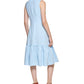 Vestido midi xadrez Calvin Klein feminino com nó frontal, azul, tamanho 8