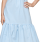 Vestido midi xadrez Calvin Klein feminino com nó frontal, azul, tamanho 8
