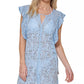 Tommy Hilfiger Maiô Feminino com Ilhós e Mangas Flutuantes Azul Tamanho Grande
