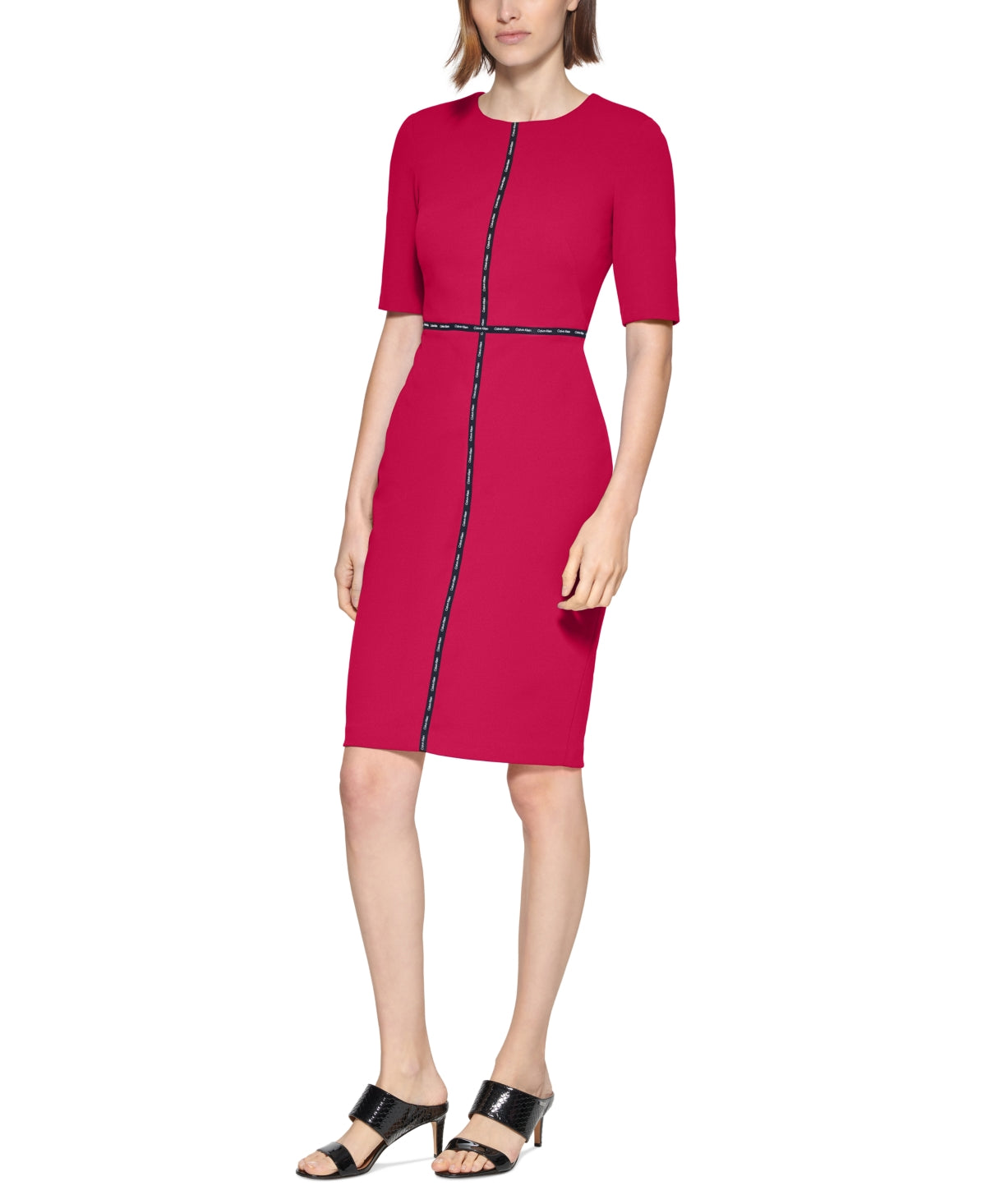 Vestido Calvin Klein Feminino com Logo e Elástico Rosa Tamanho 4