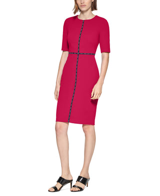 Calvin Klein Women's Logo Taped Sheath Dress Pink Size 4