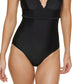 Maiô feminino Tommy Hilfiger com babados, preto, tamanho 12