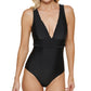 Maiô feminino Tommy Hilfiger com babados, preto, tamanho 12