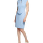 Vestido Calvin Klein Feminino Manga Curta Gola Amarrada Azul Tamanho 12