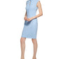 Vestido Calvin Klein Feminino Manga Curta Gola Amarrada Azul Tamanho 12
