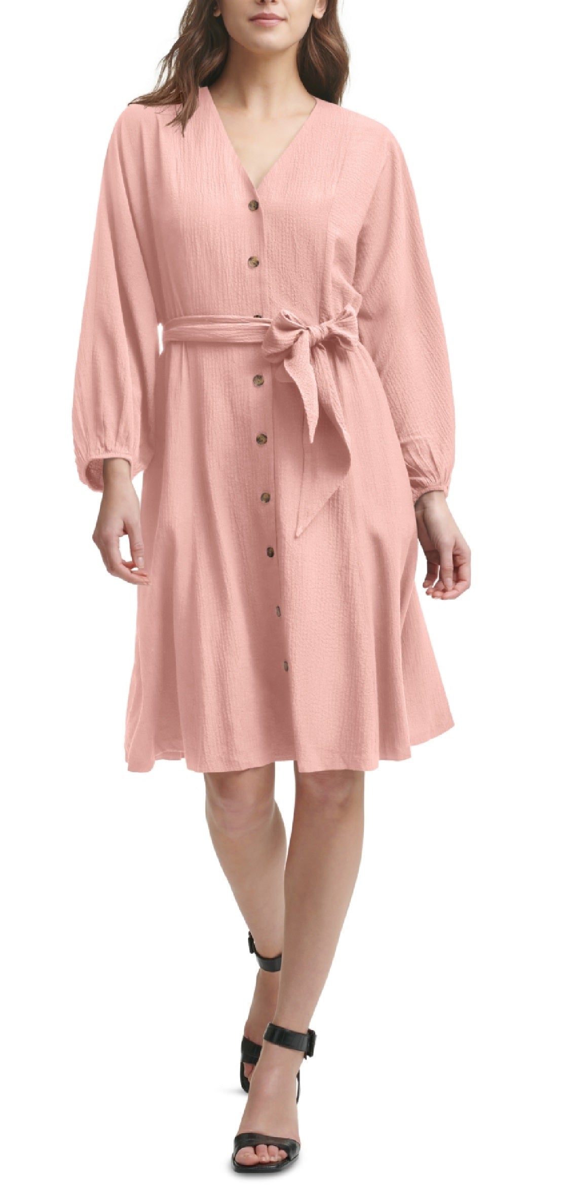 Vestido Calvin Klein Feminino com Cinto evasê Laranja Tamanho 12