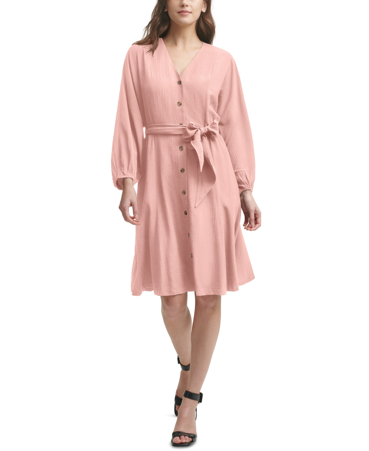 Vestido Calvin Klein Feminino com Cinto evasê Laranja Tamanho 8