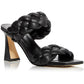 Sandálias de salto alto trançadas com hammy femininas da Marc Fisher, pretas, tamanho 5
