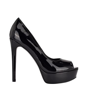 GUESS Cacei Peep Toe Plataforma Scarpin Feminino Preto Tamanho 7,5 M