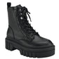 Botas femininas GUESS Ferina Combat Lug Sole com cadarço, pretas, tamanho 7 M